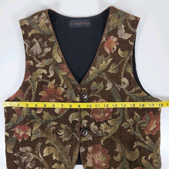 Vintage L. O'Neill Design Women's Floral Tapestry Vest No Size Tag (approx sz S) - Picture 6 of 7